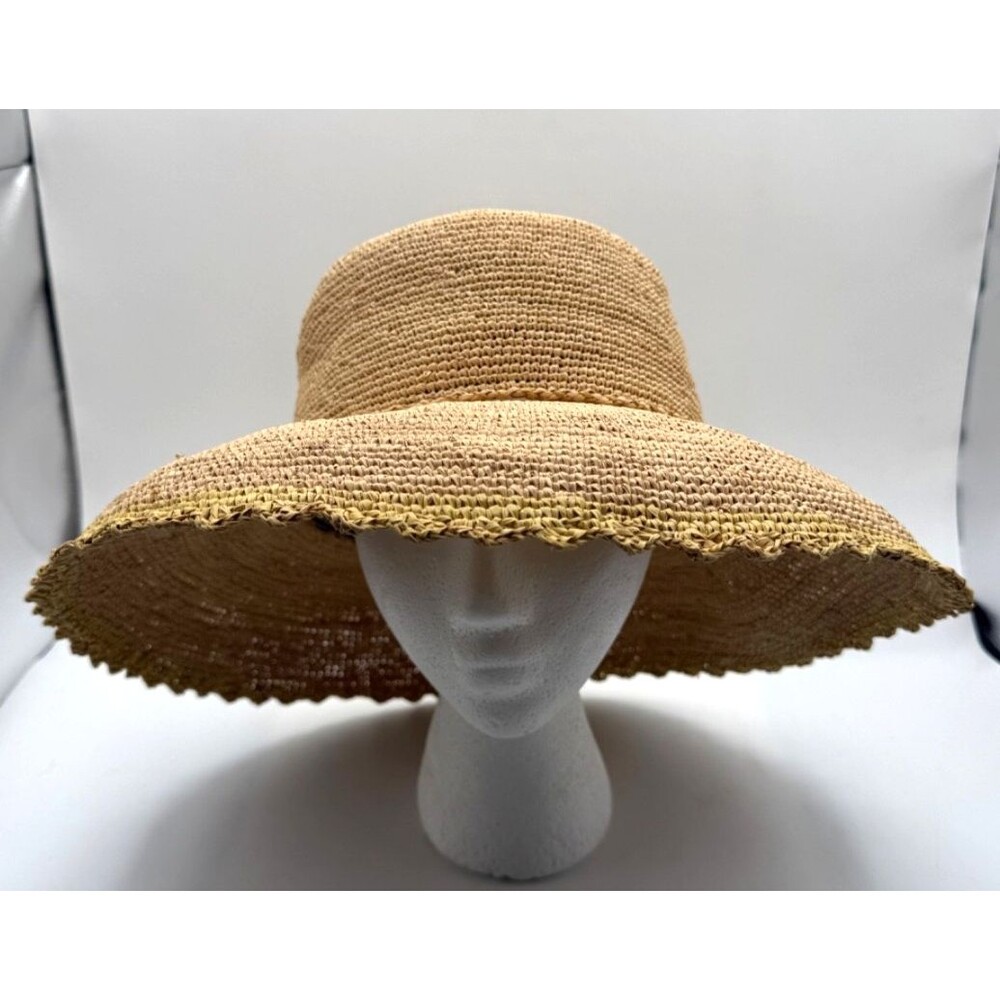 Callanan Wide Brim Straw Sun Hat Upturned Brim Packable Garden Vacation EUC - Picture 6 of 11